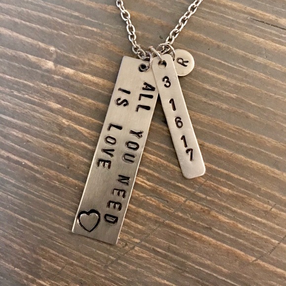 handmade Jewelry - Hand stamped custom All You Need Is Love necklace handmade Jewelry - Hand stamped custom All You Need Is Love necklace